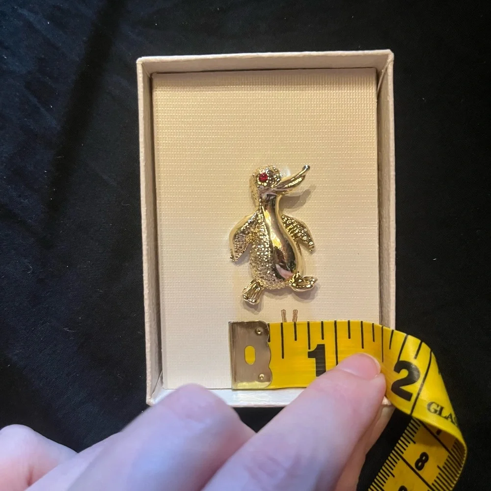 Vintage Volupté Gold Penguin Brooch new in box